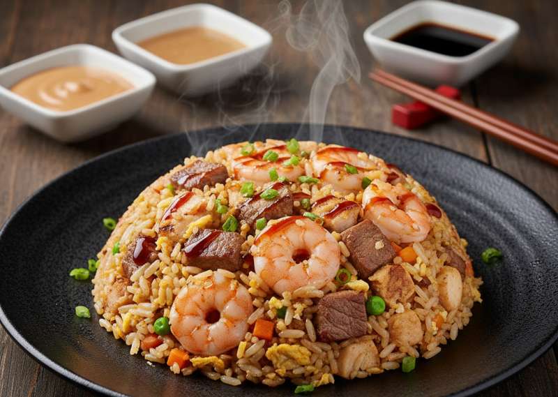 SPECIAL FRIED RICE CHICKEN, STEAK & SHRIMP
